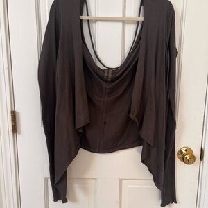 Rick Owens Brown Draped Open-Front Shrug